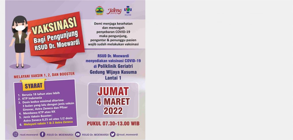 Vaksinasi Bagi Pengunjung RSUD Dr. Moewardi Jumat, 4 Maret 2022