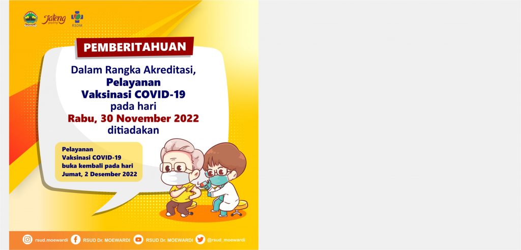 Tanggal 30 November 2022 Pelayanan Vaksinasi COVID-19 Ditiadakan