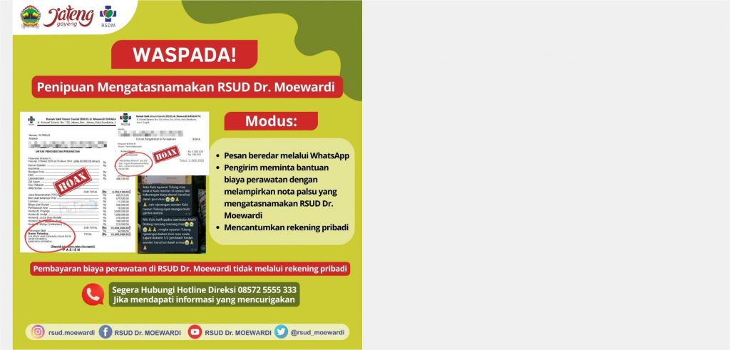 Waspada! Penipuan Mengatasnamakan RSUD Dr. Moewardi