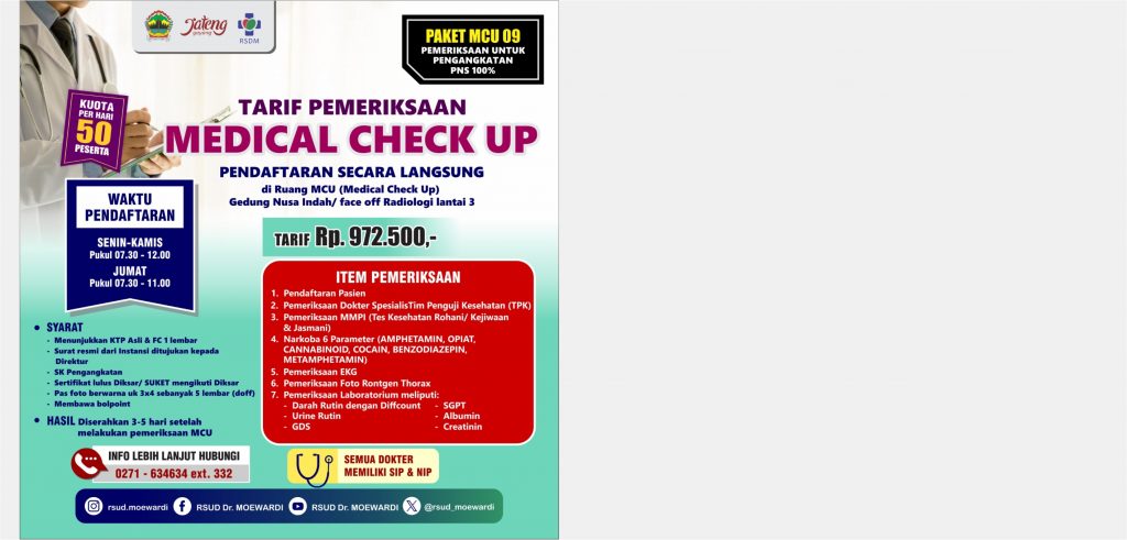 Perubahan Tarif Paket MCU Pengangkatan PNS