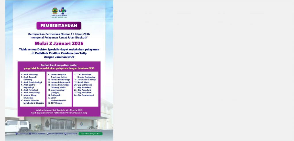 Pemberitahuan Penyesuaian Pelayanan Rawat Jalan Eksekutif di RSUD Dr. Moewardi